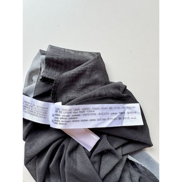 ZARA Grey Orange Landscape Print Mesh Long Sleeve Ruched Maxi Dress, Size M - Picture 15 of 16